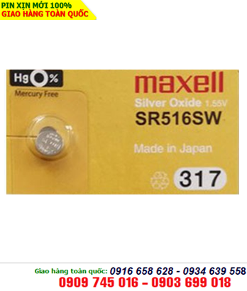 Maxell SR516SW; Pin Maxell SR516SW silver oxide 1.55V chính hãng Maxell Nhật