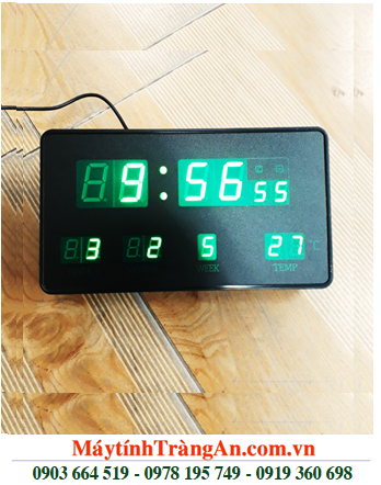 LED JH2158 Digital Clock / Đồng hồ LED Xem giờ và Báo thức (21cmx5.8cm) Giờ-Phút, Ngày-Tuần-Tháng và Nhiệt độ / số LED XANH /B.Hành 03tháng |CÒN HÀNG