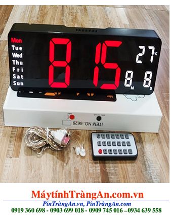 LED 6629, Đồng hồ LED màu ĐỎ Xem giờ/Cài đặt Bấm giờ Countdown 02 kênh LED 6629 Remote Control Digital (32cmx10.5cmx3cm) /Bảo hành 03 tháng