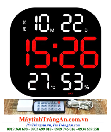 LED 6632, Đồng hồ LED màu ĐỎ TRẮNG Xem Ngày Giờ-Báo Thức-Nhiệt độ-Độ ẨmLED 6632 Remote Control Digital (32cmx28cmx6.6cm) /Bảo hành 06 tháng