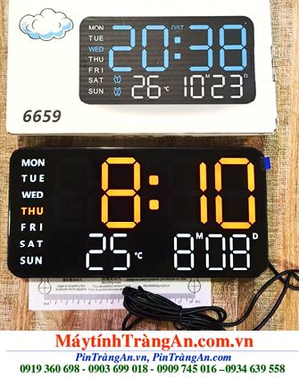 ĐỒNG HỒ LED TA-6659 (21.5cm x 11cm x 2.7cm) chữ số LED ĐỎ CAM (Xem Thứ, Ngày, Giờ, Phút, Nhiệt độ, Độ ẩm) chính hãng /Bảo hành 03 tháng